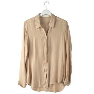 SIDE STITCH Beige Shirt Button Front Long Sleeve Small